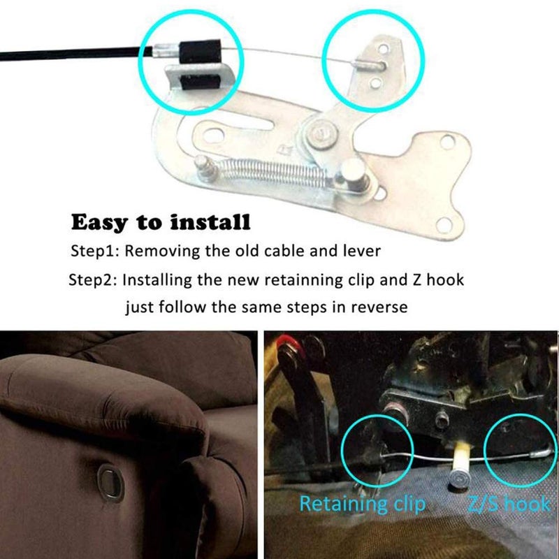 ttmagic Sofa Chair Recliner Release Pull Handle 3" by 3.5" Replacement Parts with Cable, Fits Ashley Lazy Boy and Most Recliner Brands Couch Sofa Chair Furniture, Exposed Cable Length 4.9" - Image 3
